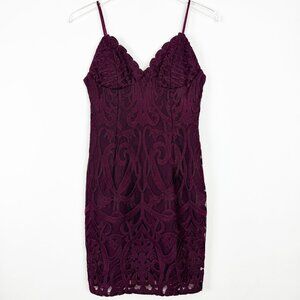 Bardot Gia Lace Pencil Dress Women's Size 6 (S) Burgundy Cocktail Party Mini
